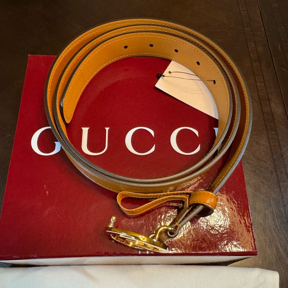 New Gucci GG Logo Buckle Brown Belt Size 48 / 120 cm Fits a Waist 44 - 48 - Picture 3 of 13